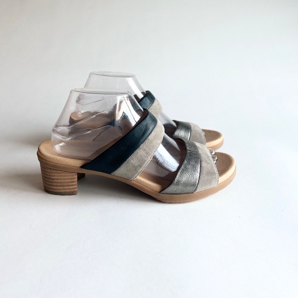 Dansko Grey Black Silver Leather Suede Rubber Outsole Sandals size EUR39, US 8.5 - Picture 2 of 15